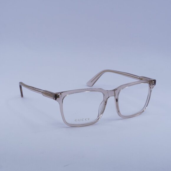 Gucci GG1120O 008 Eyeglasses Transparent Brown 55mm Square Frame - Picture 1 of 12